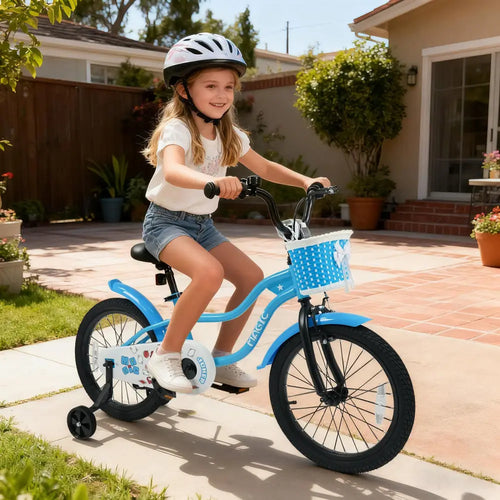 12/14/16/18 Inch Kids Bike with Training Wheels and Basket Navy Color-18 inches - Navy - Kids Bike