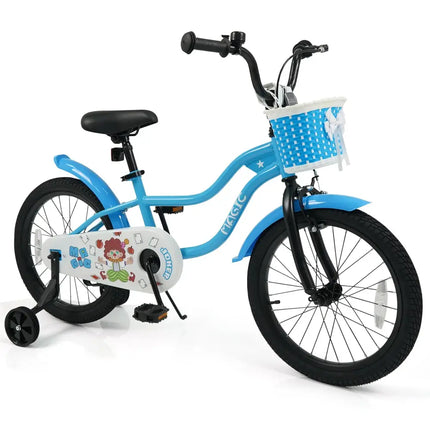 12/14/16/18 Inch Kids Bike with Training Wheels and Basket Navy Color-18 inches - Navy - Kids Bike