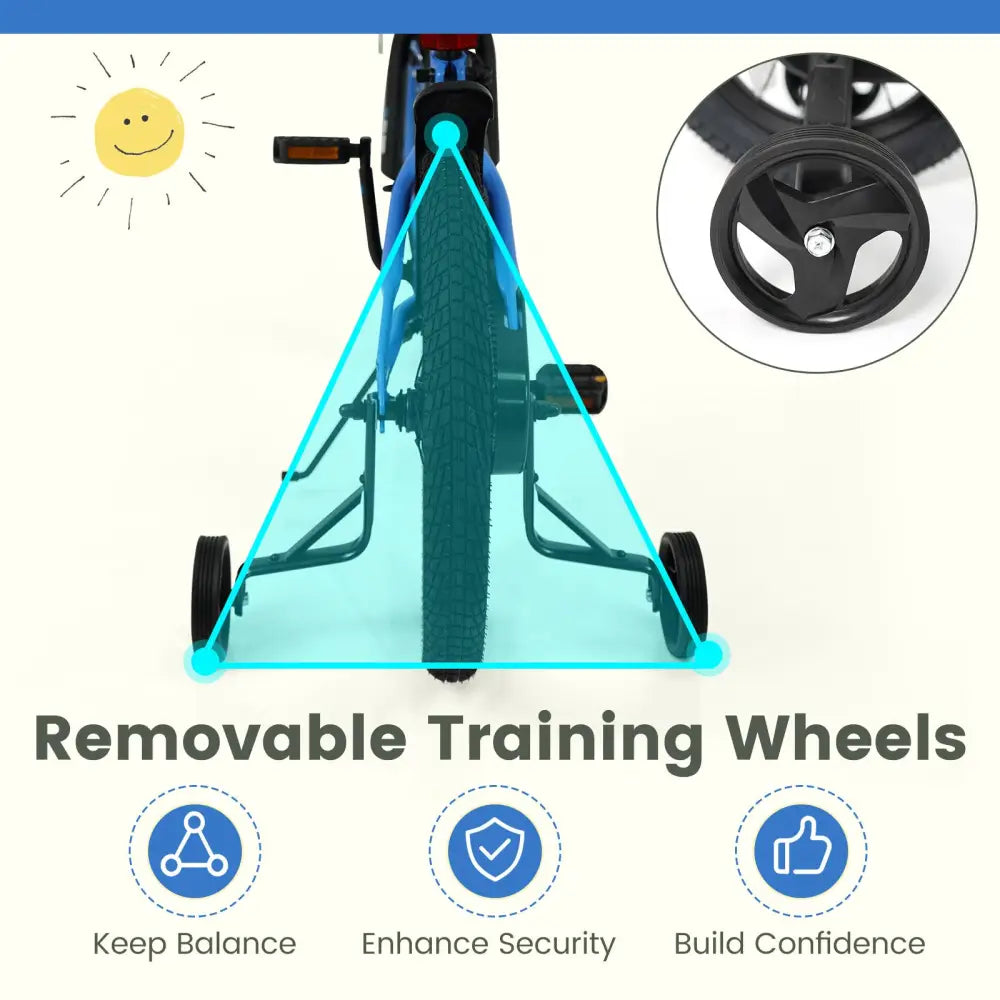 12/14/16/18 Inches Kids Bike with Removable Training Wheels and Adjustable Seatfor 3-8 Years Old Navy-18 inches - Navy