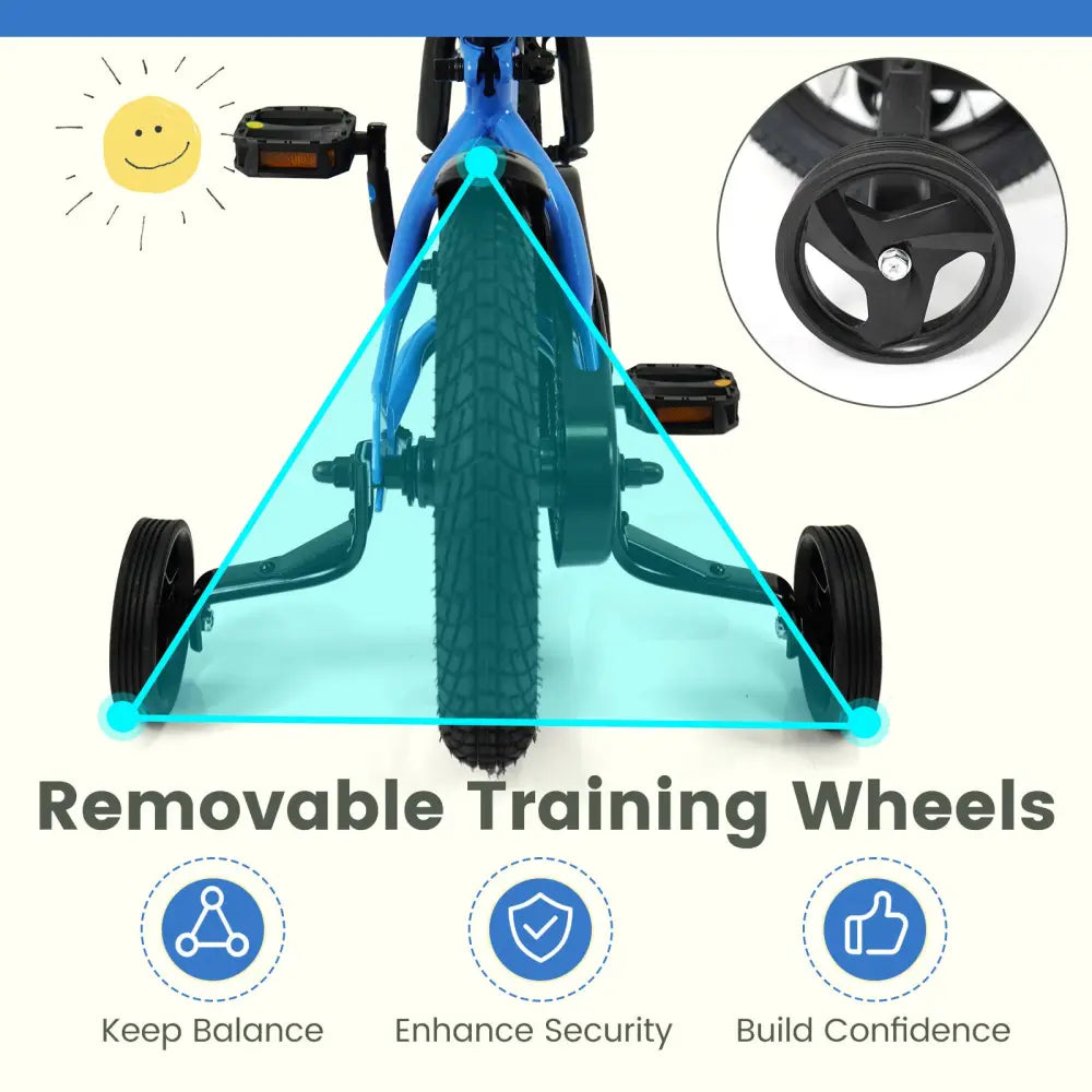 12/14/16/18 Inches Kids Bike with Removable Training Wheels and Adjustable Seatfor 3-8 Years Old Navy-12 inches - Navy