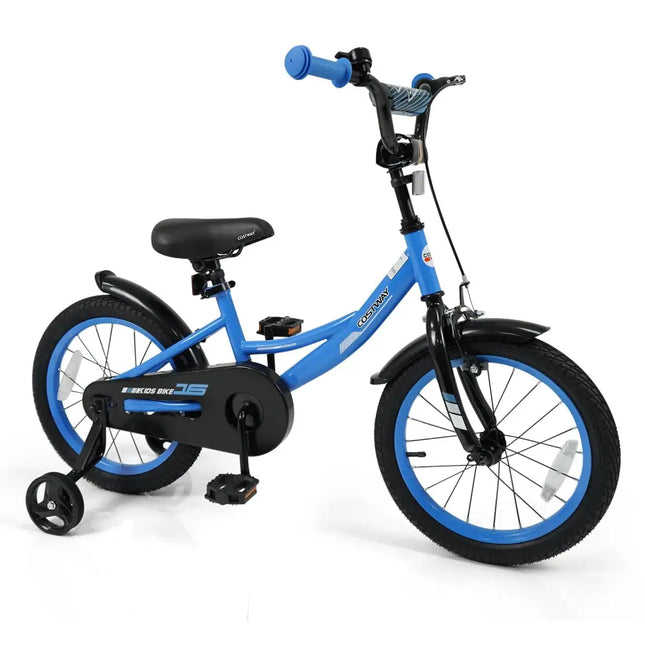 12/14/16/18 Inches Kids Bike with Removable Training Wheels and Adjustable Seatfor 3 - 8 Years Old Navy - 16 inches - Oasis Home Essentials
