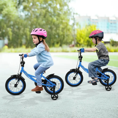 12/14/16/18 Inches Kids Bike with Removable Training Wheels and Adjustable Seatfor 3-8 Years Old Navy-14 inches - Navy