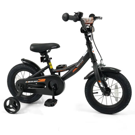 12/14/16/18 Inches Kids Bike with Removable Training Wheels and Adjustable Seatfor 3 - 8 Years Old Black - 12 inches - Oasis Home Essentials