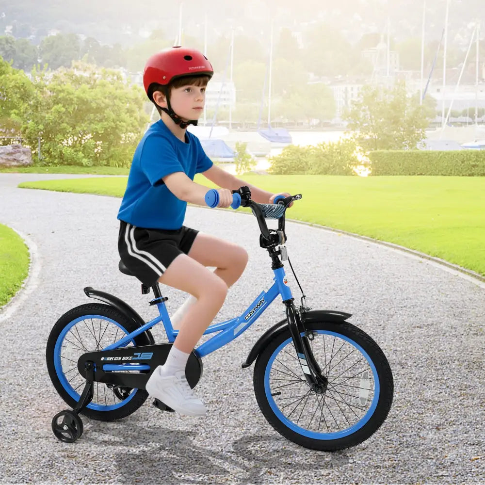 12/14/16/18 Inches Kids Bike with Removable Training Wheels and Adjustable Seatfor 3-8 Years Old Navy-18 inches - Navy