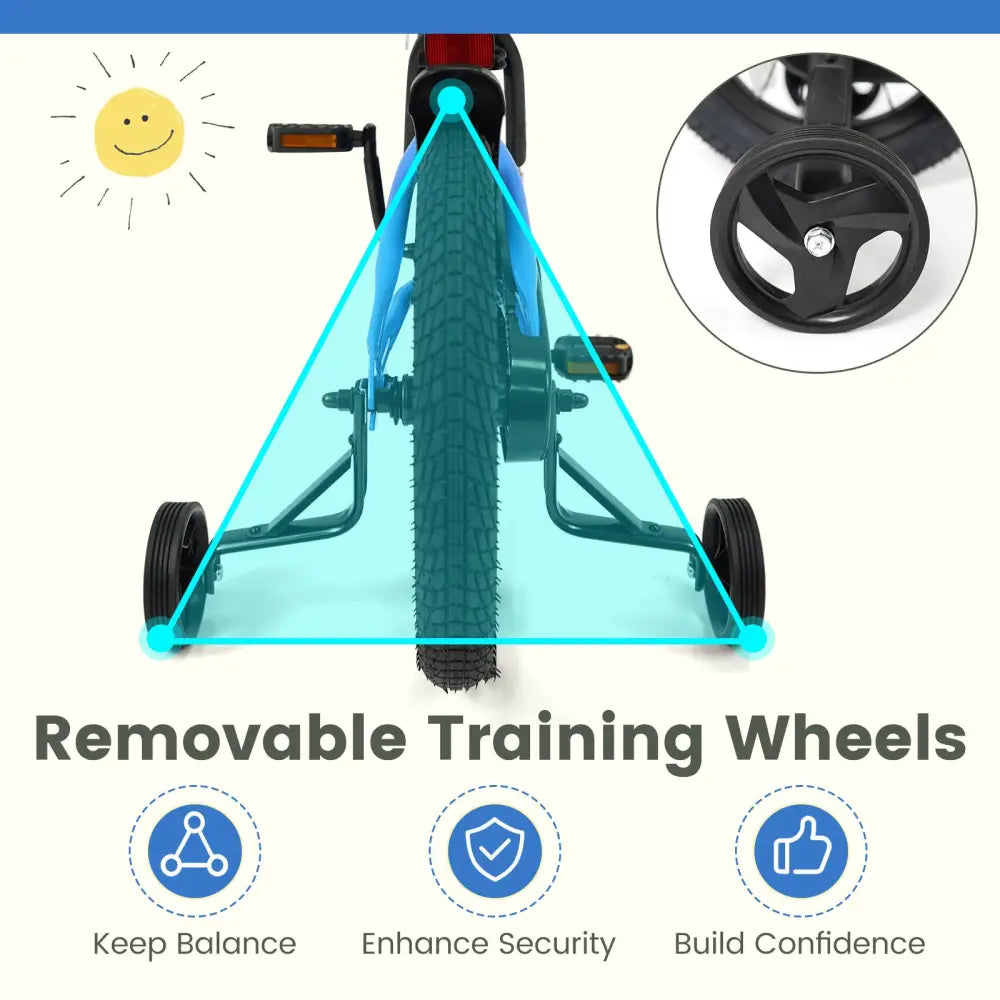 12/14/16/18 Inches Kids Bike with Removable Training Wheels and Adjustable Seatfor 3-8 Years Old Navy-16 inches - Navy
