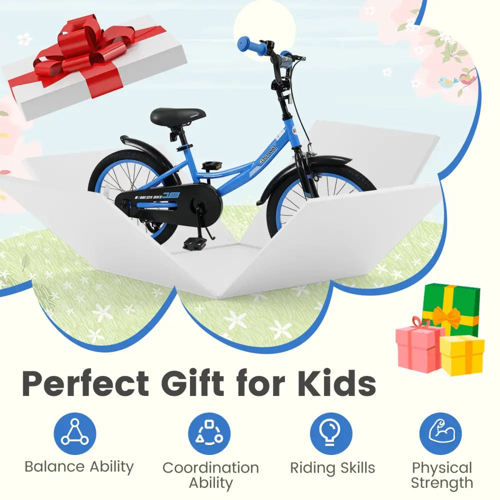 12/14/16/18 Inches Kids Bike with Removable Training Wheels and Adjustable Seatfor 3-8 Years Old Navy-18 inches - Navy