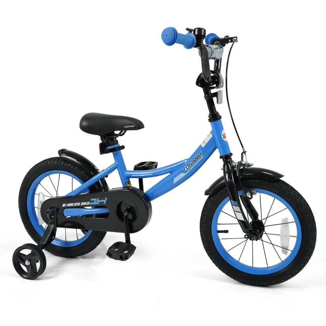 12/14/16/18 Inches Kids Bike with Removable Training Wheels and Adjustable Seatfor 3 - 8 Years Old Navy - 14 inches - Oasis Home Essentials