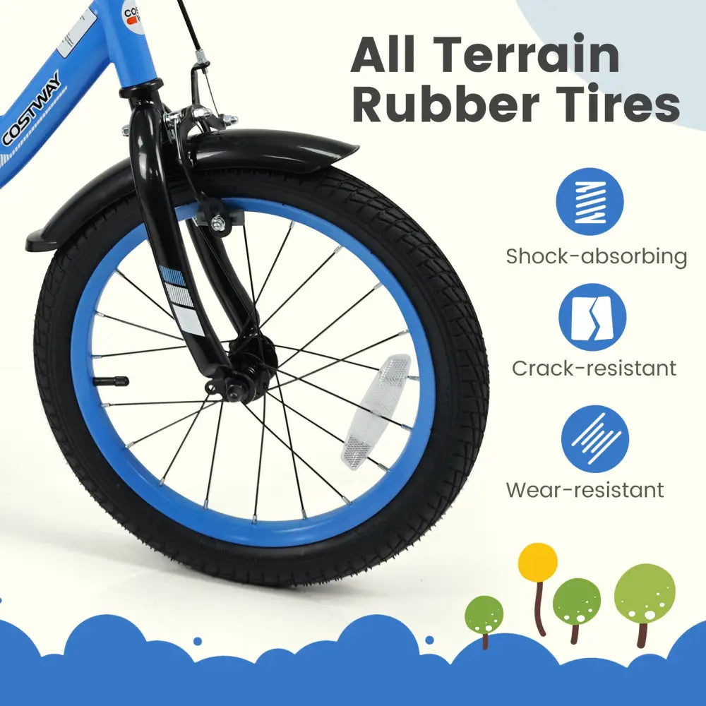 12/14/16/18 Inches Kids Bike with Removable Training Wheels and Adjustable Seatfor 3-8 Years Old Navy-16 inches - Navy