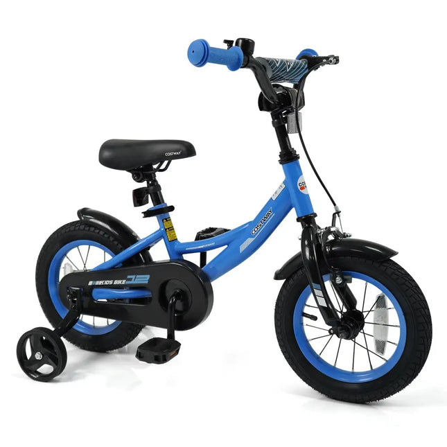 12/14/16/18 Inches Kids Bike with Removable Training Wheels and Adjustable Seatfor 3 - 8 Years Old Navy - 12 inches - Oasis Home Essentials