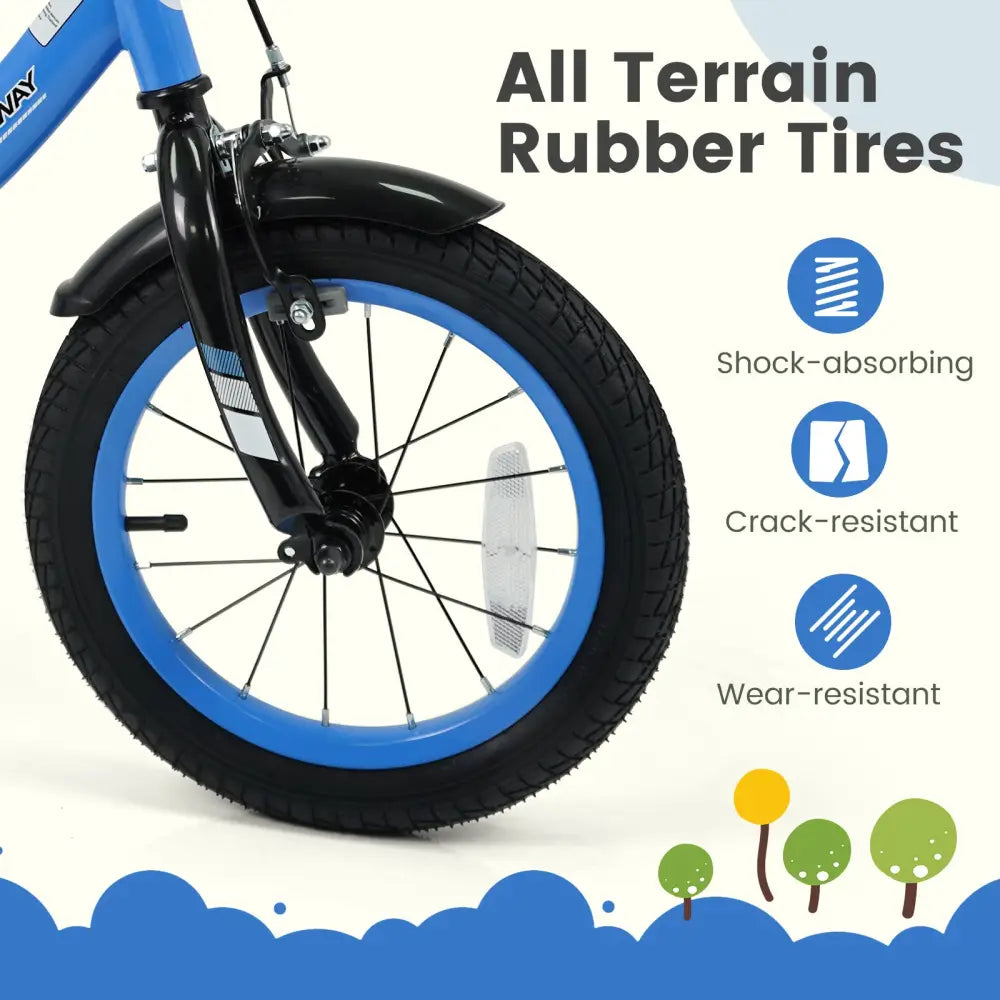 12/14/16/18 Inches Kids Bike with Removable Training Wheels and Adjustable Seatfor 3-8 Years Old Navy-14 inches - Navy