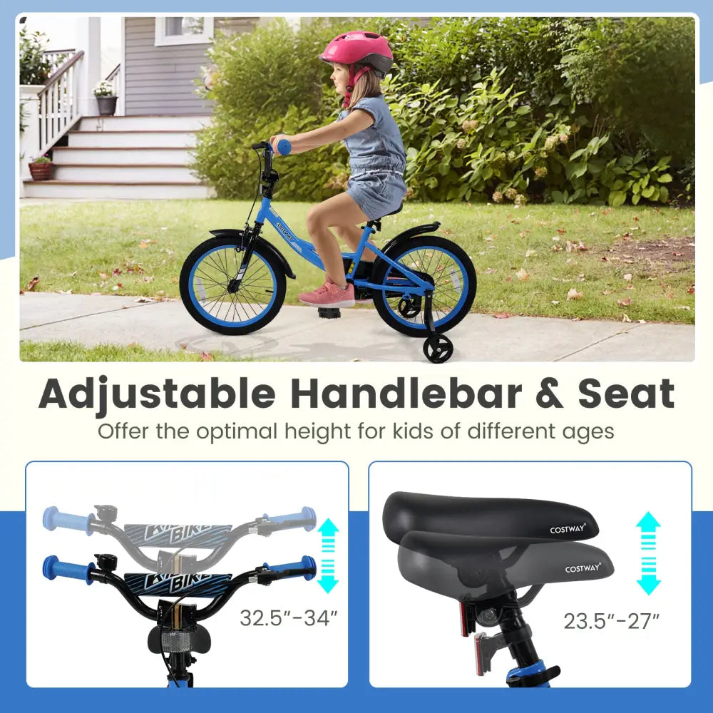 12/14/16/18 Inches Kids Bike with Removable Training Wheels and Adjustable Seatfor 3-8 Years Old Navy-18 inches - Navy