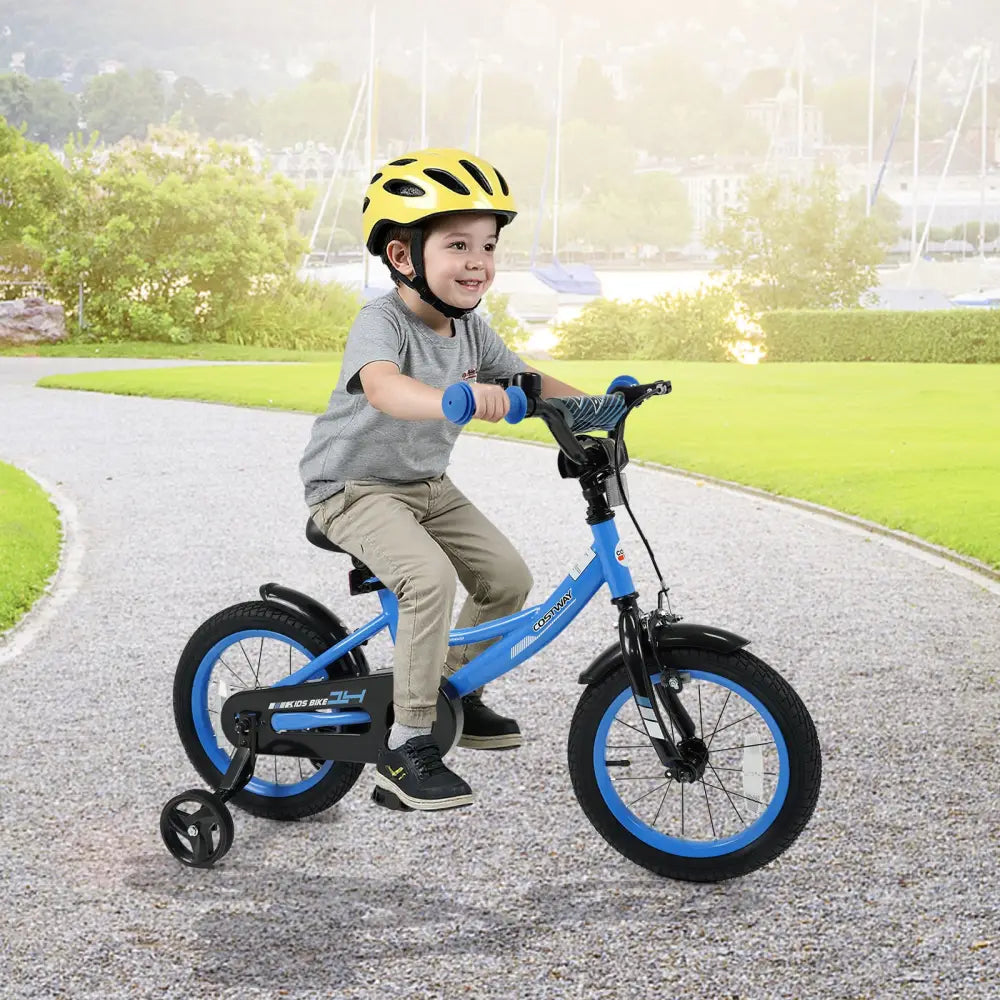 12/14/16/18 Inches Kids Bike with Removable Training Wheels and Adjustable Seatfor 3-8 Years Old Navy-14 inches - Navy