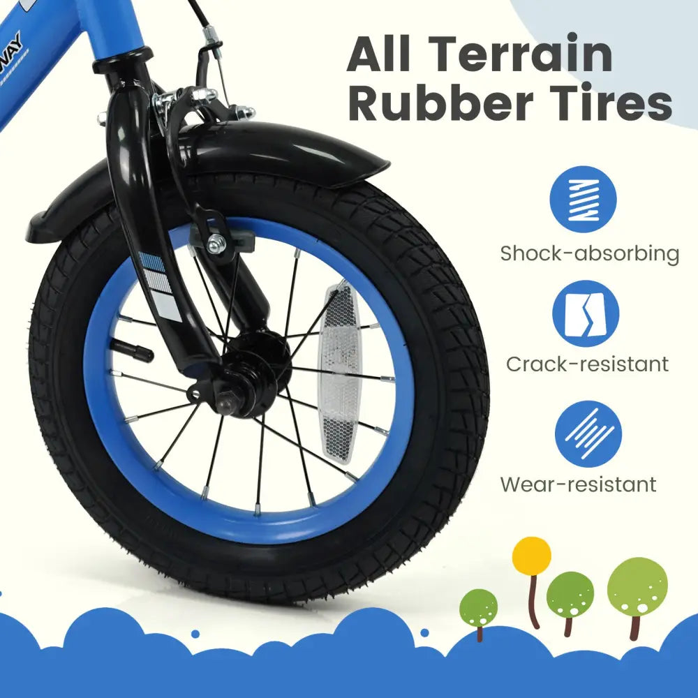 12/14/16/18 Inches Kids Bike with Removable Training Wheels and Adjustable Seatfor 3-8 Years Old Navy-12 inches - Navy
