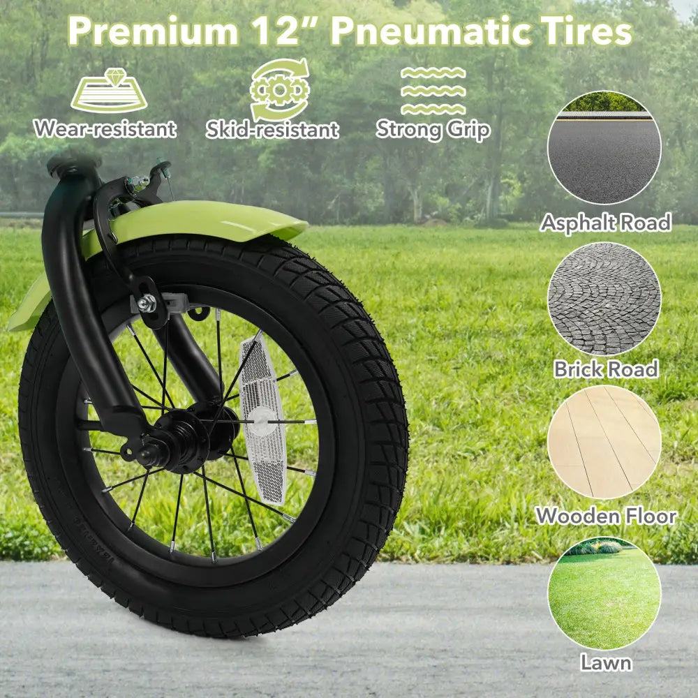 12/14/16 Inch Kids Bike with Training Wheels and Basket Green Color-12 - Kids Bike