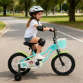 12/14/16 Inch Kids Bike with Training Wheels and Basket Green Color-16 - Kids Bike