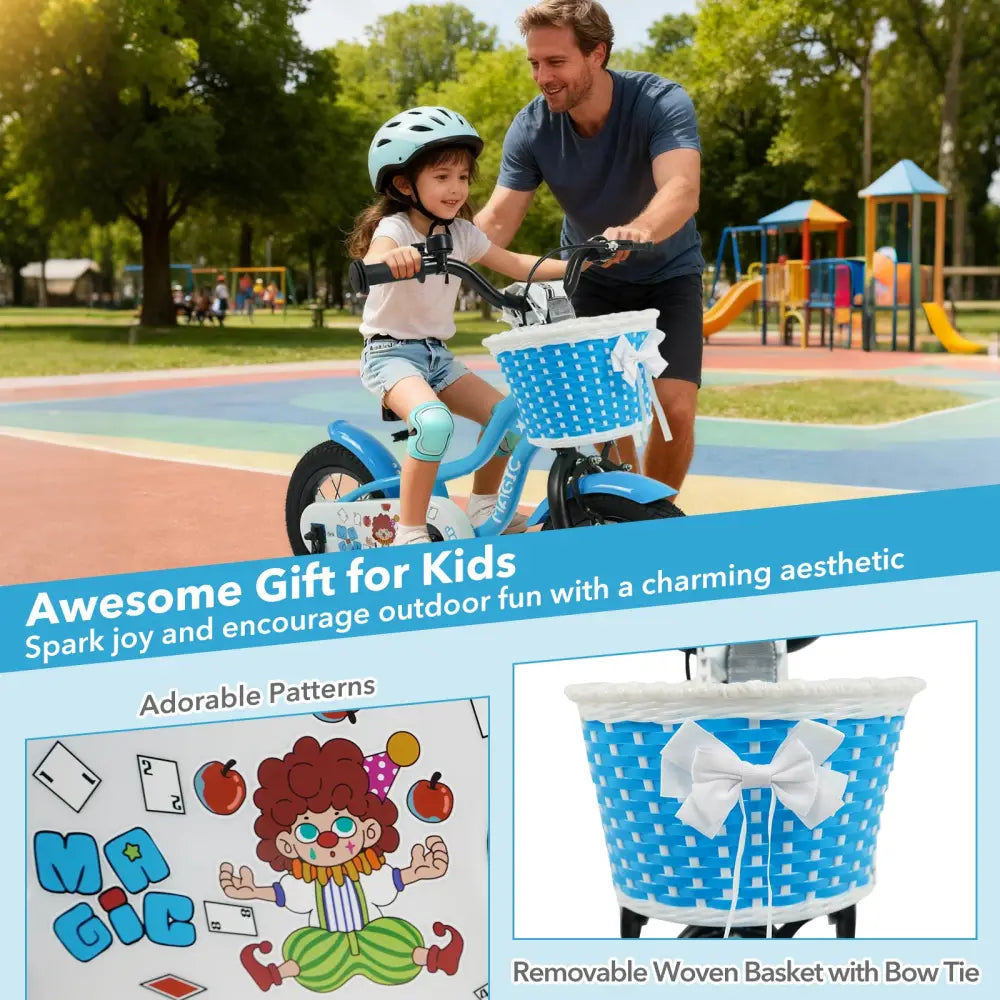 12/14/16 Inch Kids Bike with Training Wheels and Basket Navy Color-12 - Navy - Kids Bike