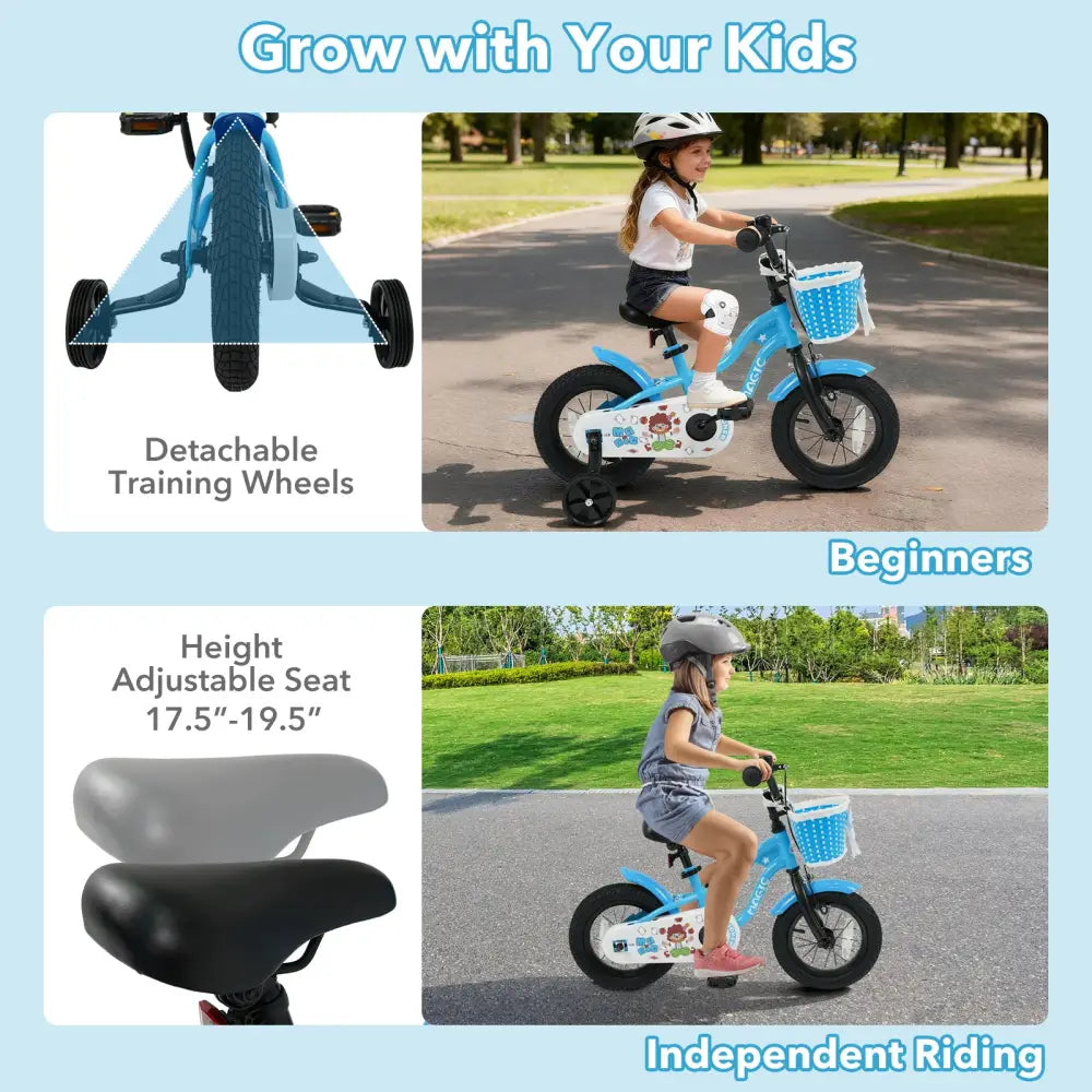 12/14/16 Inch Kids Bike with Training Wheels and Basket Navy Color-12 - Navy - Kids Bike