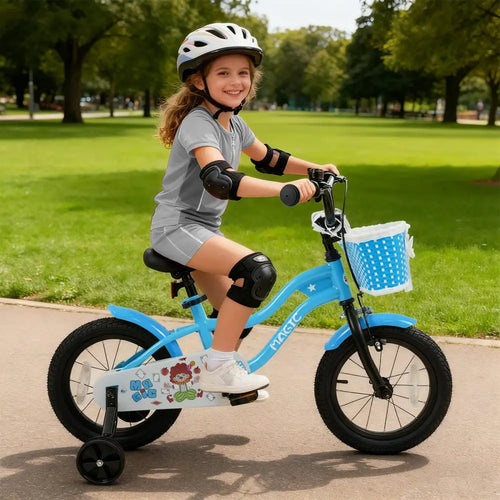 12/14/16 Inch Kids Bike with Training Wheels and Basket Navy Color-14 - Navy - Kids Bike