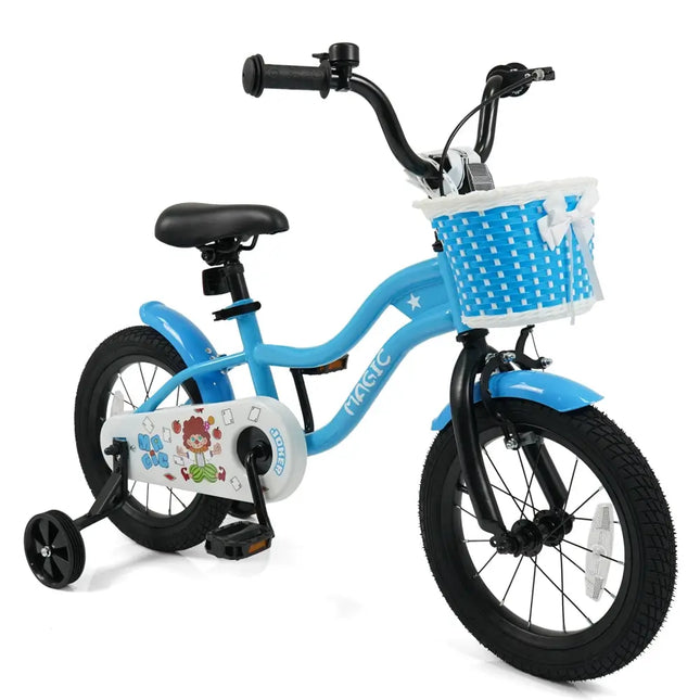 12/14/16 Inch Kids Bike with Training Wheels and Basket Navy Color-14 - Navy - Kids Bike