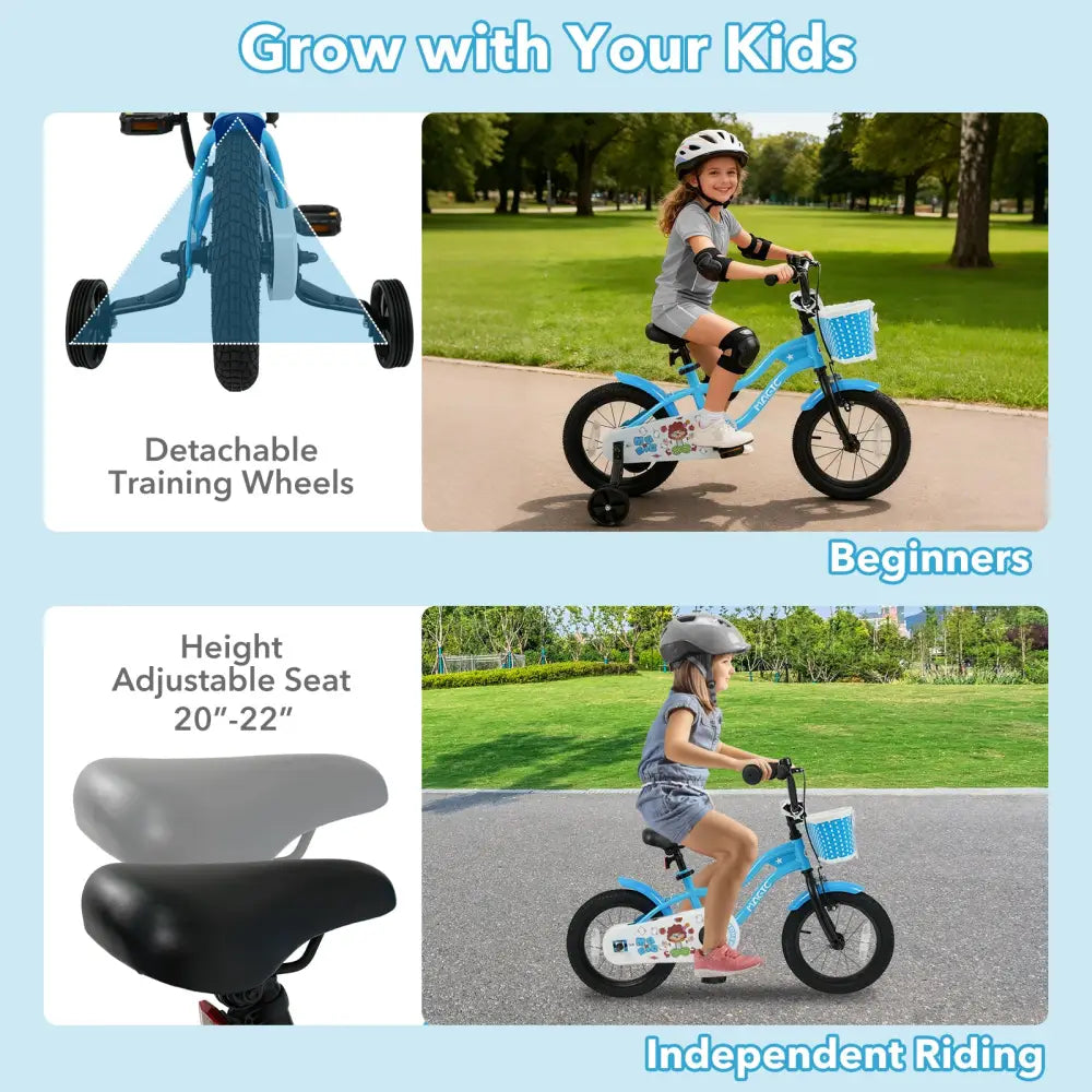 12/14/16 Inch Kids Bike with Training Wheels and Basket Navy Color-14 - Navy - Kids Bike