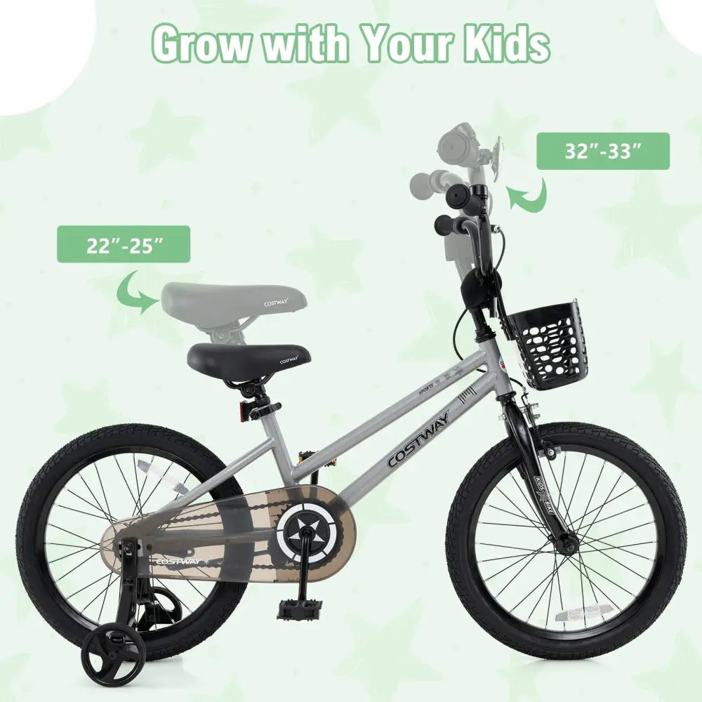 12/14/18 Inch Kids Bike Adjustable with Transparent Chain Cover for 3 - 8 Years Old - 16 inches - Oasis Home Essentials