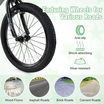 12/14/18 Inch Kids Bike Adjustable with Transparent Chain Cover for 3 - 8 Years Old - 16 inches - Oasis Home Essentials