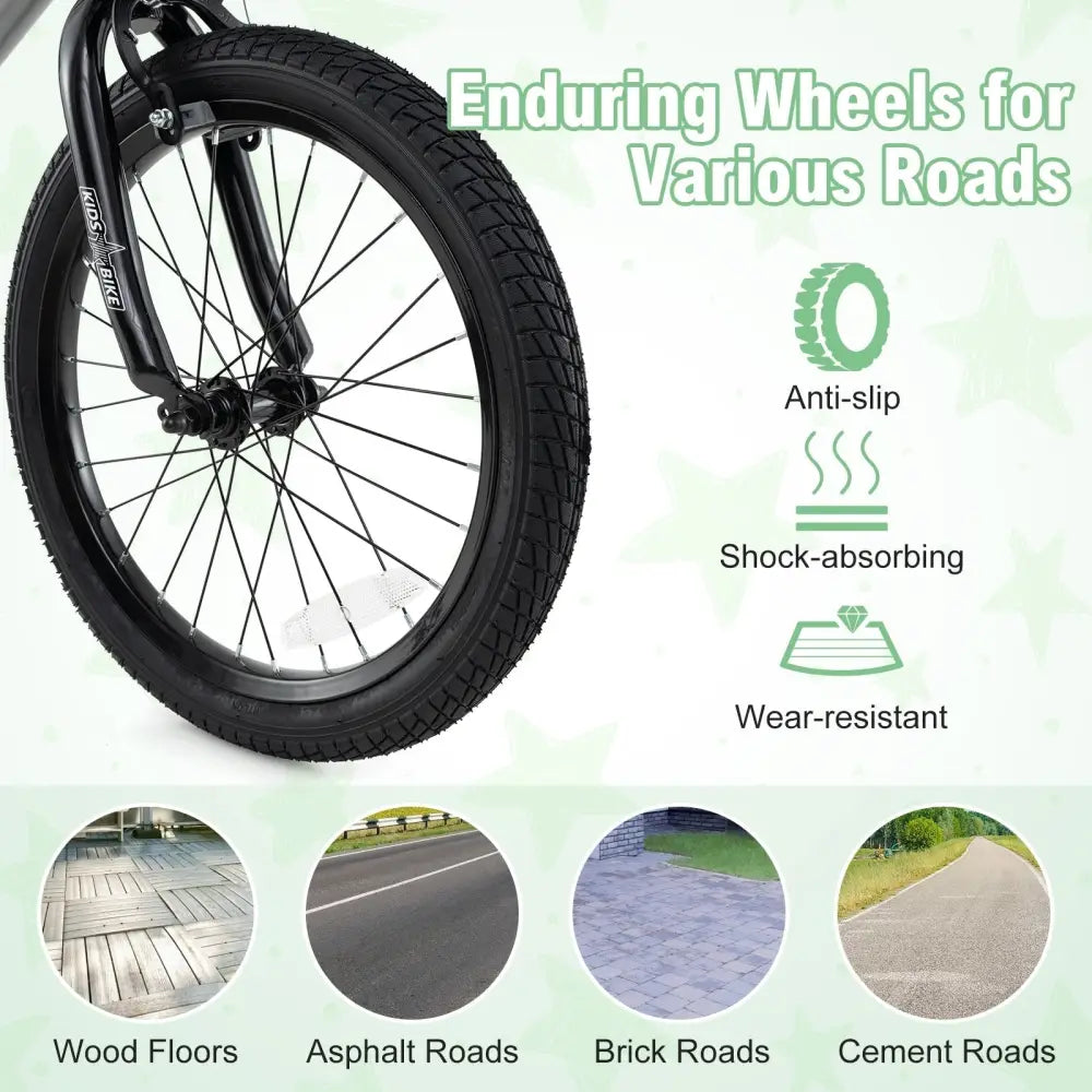 12/14/18 Inch Kids Bike Adjustable with Transparent Chain Cover for 3 - 8 Years Old - 16 inches - Oasis Home Essentials