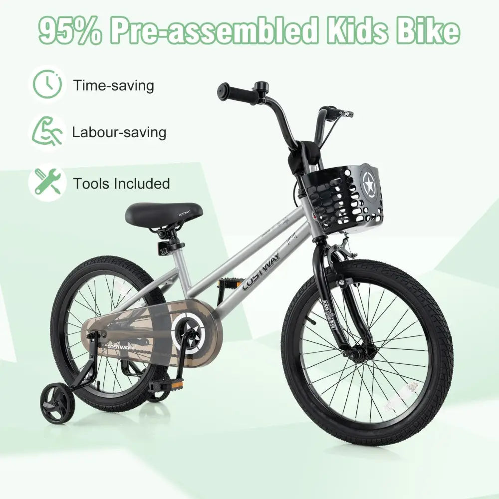 12/14/18 Inch Kids Bike Adjustable with Transparent Chain Cover for 3 - 8 Years Old - 16 inches - Oasis Home Essentials