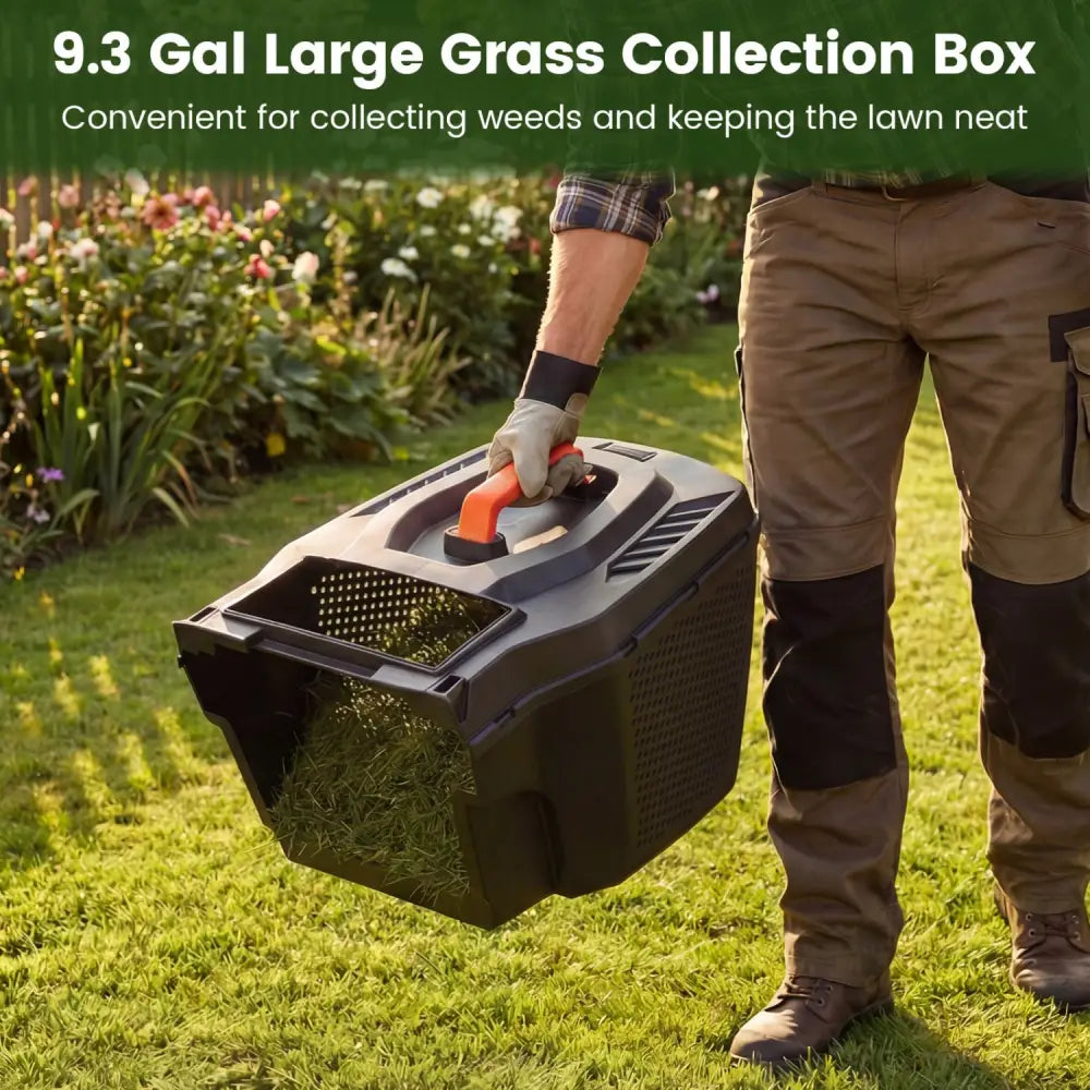 12-AMP 13.5 Inch Adjustable Electric Corded Lawn Mower with Collection Box-Green - Green - Lawn Care Tools