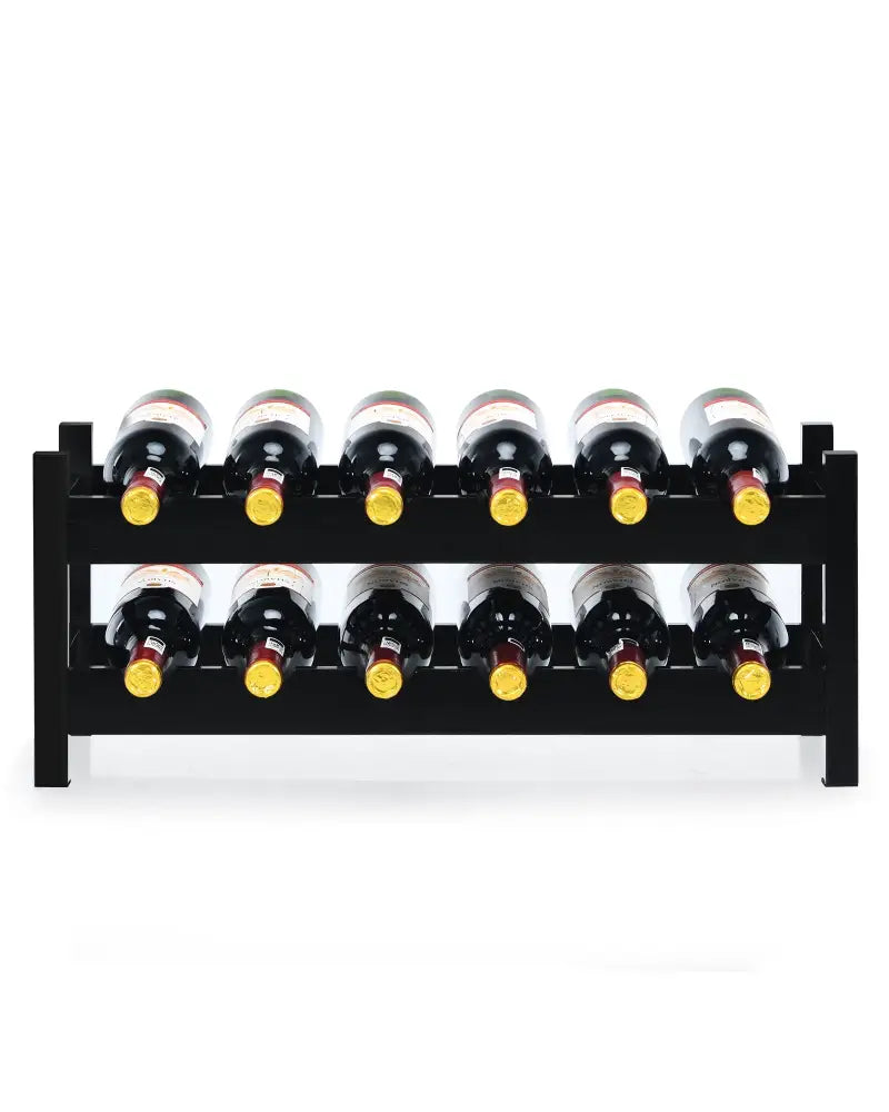 12 Bottles 2-Tier Bamboo Storage Shelf Wine Rack-Brown - Brown - Wine Racks