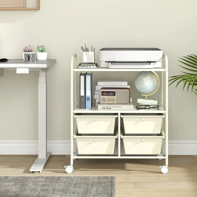 12-Drawer Rolling Storage Cart with Removable Drawers and Lockable Wheels-Beige Costway