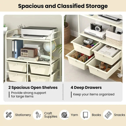 12-Drawer Rolling Storage Cart with Removable Drawers and Lockable Wheels-Beige Costway