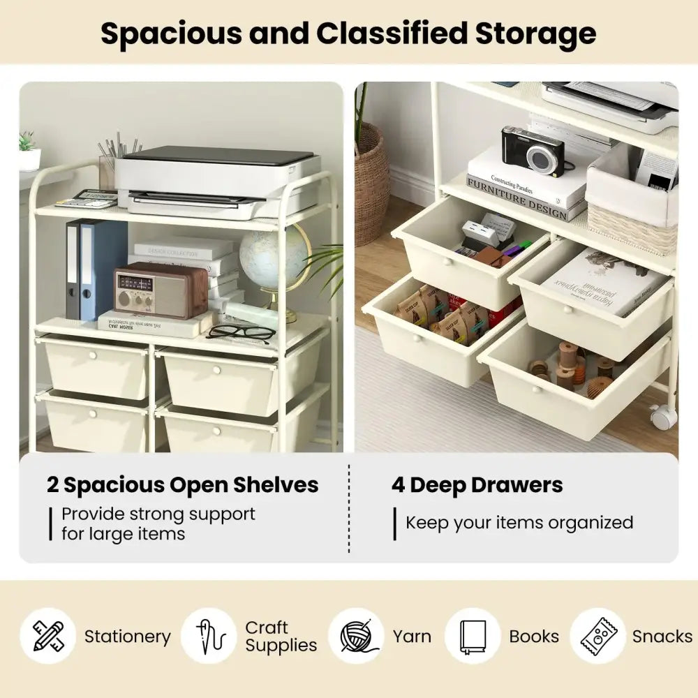 12-Drawer Rolling Storage Cart with Removable Drawers and Lockable Wheels-Beige Costway
