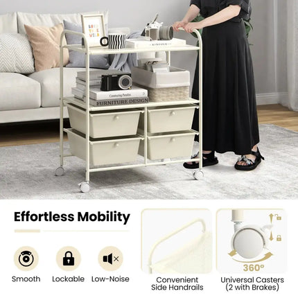 12-Drawer Rolling Storage Cart with Removable Drawers and Lockable Wheels-Beige Costway