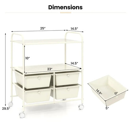 12-Drawer Rolling Storage Cart with Removable Drawers and Lockable Wheels-Beige Costway