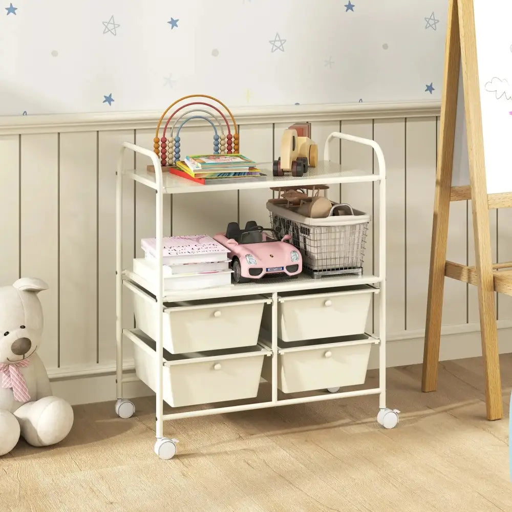 12-Drawer Rolling Storage Cart with Removable Drawers and Lockable Wheels-Beige Costway