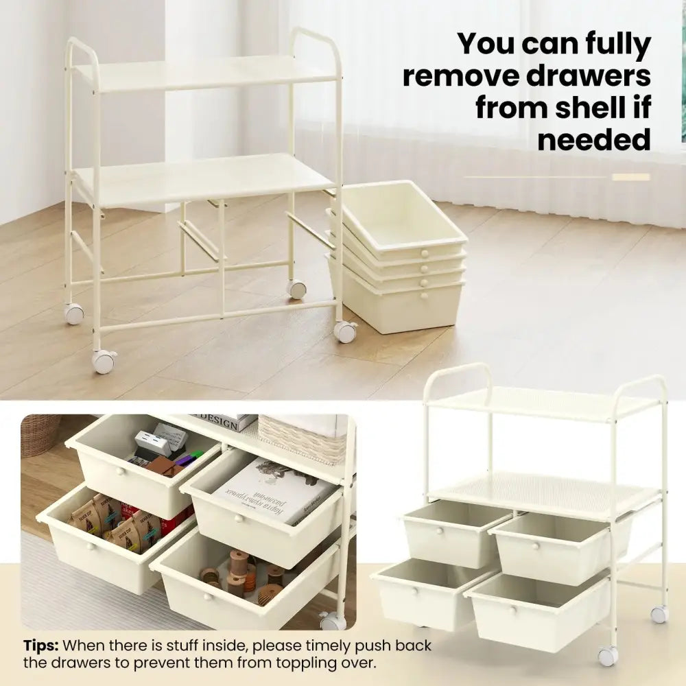 12-Drawer Rolling Storage Cart with Removable Drawers and Lockable Wheels-Beige Costway