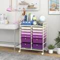 12-Drawer Rolling Storage Cart with Removable Drawers and Lockable Wheels-Purple Costway