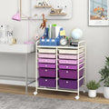 12-Drawer Rolling Storage Cart with Removable Drawers and Lockable Wheels-Purple - Purple - File Cabinets