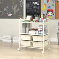 12-Drawer Rolling Storage Cart with Removable Drawers and Lockable Wheels-Beige Costway