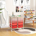 12-Drawer Rolling Storage Cart with Removable Drawers and Lockable Wheels-Pink Costway