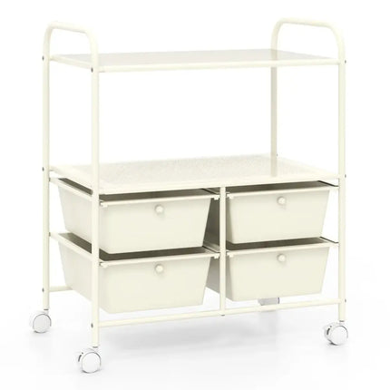 12-Drawer Rolling Storage Cart with Removable Drawers and Lockable Wheels-Beige Costway