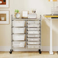 12-Drawer Utility Rolling Cart with Drawers Multi-Use Storage-Transparent Costway