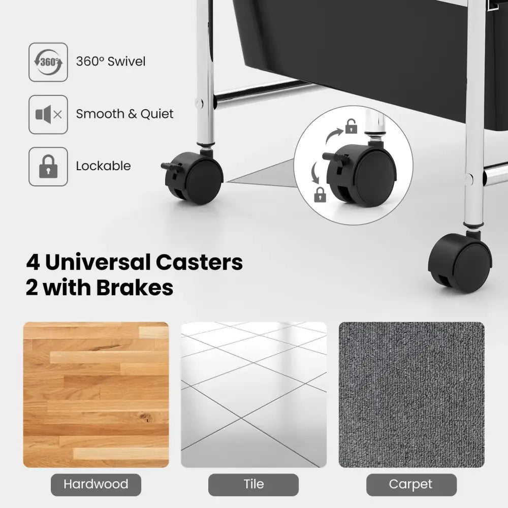 12-Drawer Utility Rolling Cart with Drawers Multi-Use Storage-Black Costway