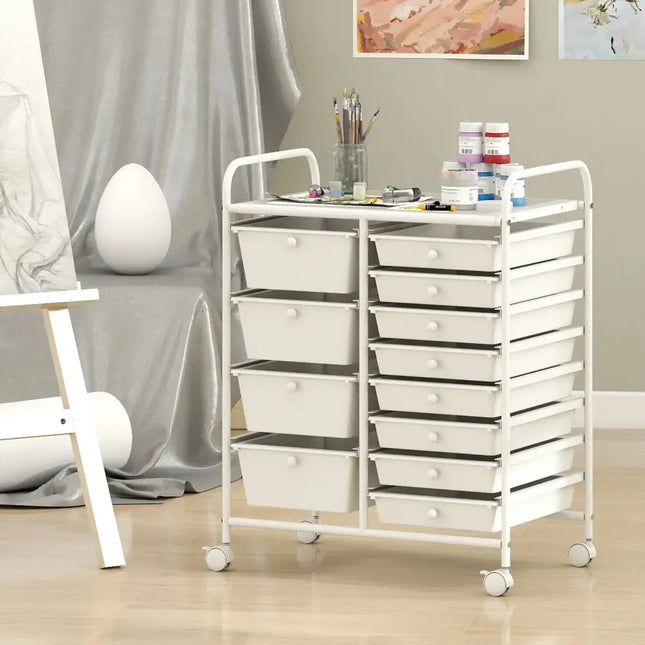 12-Drawer Utility Rolling Cart with Drawers Multi-Use Storage-White Costway