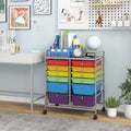 12 Drawers Rolling Cart Storage Scrapbook Paper Organizer Bins-Transparent Multicolor - Transparent Multicolor - File