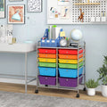 12 Drawers Rolling Cart Storage Scrapbook Paper Organizer Bins-Multicolor - Multicolor - File Cabinets