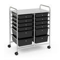 12 Drawers Rolling Cart Storage Scrapbook Paper Organizer Bins-Black Costway