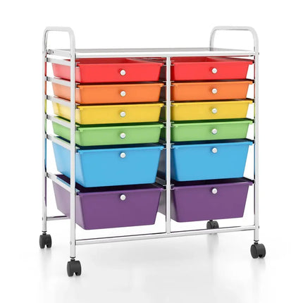 12 Drawers Rolling Cart Storage Scrapbook Paper Organizer Bins-Deep Multicolor Costway