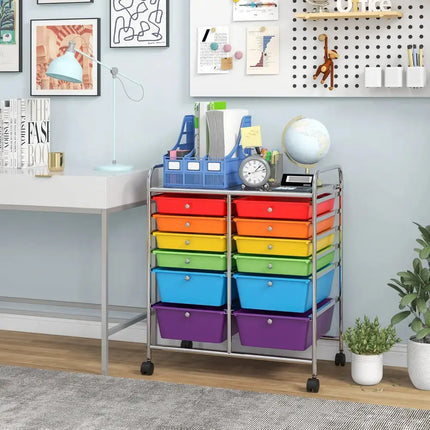 12 Drawers Rolling Cart Storage Scrapbook Paper Organizer Bins-Deep Multicolor Costway